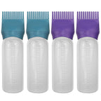 ELANE 4 Pack Hair Oiler Comb Bottle,Root Comb Applicator Bottle for Hair Oil Scalp Hair Oiling Applicator(Purple+Green)