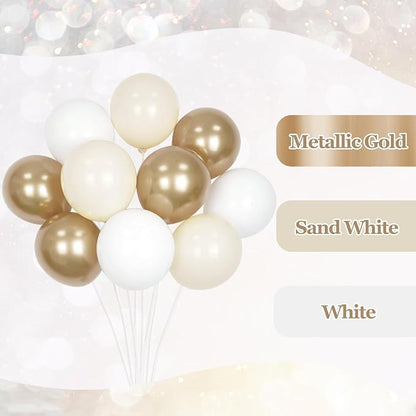 60pcs 12inch Gold and White Balloons - Image 4