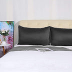 uxcell 2 Pack Silk Satin Pillowcase for Hair and Skin, Cool, Silky, Soft Breathable Pillow Cases Queen Size 20x30 Inch Sateen Pillowcase Black with Envelope Closure