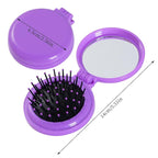 2pcs Folding Travel Mirror Hair Brushes Round Mirror Pocket Hair Brush Portable Mini Pop Up Hair Brushes for Women Girls Wet and Dry Hair