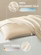 Mulberry Silk Pillowcase for Hair and Skin, SGMSILK 22 Momme Natural Silk Pillow Cases with Zipper, 6A Soft and Smooth Single Sided Pure Silk Pillow Cover (Champagne, Standard 20"x26")