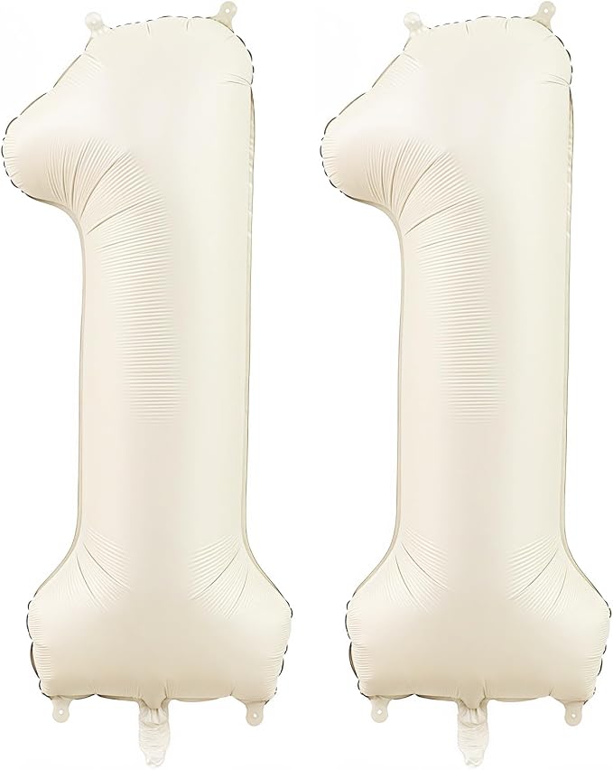 Cream Number 11 Balloons, 40 Inch 11 Balloons Giant Helium Foil Mylar Beige 11 by BBPOOL