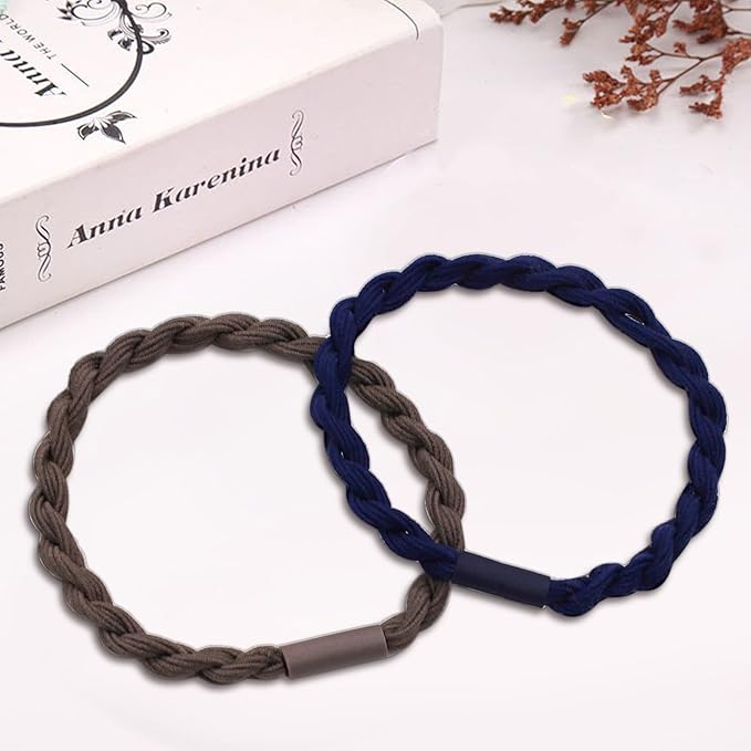 MEMOVAN Hair Tie Bracelets 24pcs Boho Ponytail Holders - Seamless Braided Elastic Cotton Hair Bands for Women, Girls, Thick, Thin, and Curly Hair