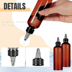 Barydat 50 Pcs 3 oz Squeeze Bottle Twist Top Applicator Bottles Empty Hair Oil Bottle with Funnels Refillable Amber Plastic Bottles for Liquid Hair Oil Shampoo Lotion