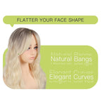 Long Wavy Ombre Blonde Wig with Curtain Bangs for Women 26 Inch Synthetic Wig Natural Looking Heat Resistant Fiber Hair Wig for Daily Party Halloween Cosplay Use