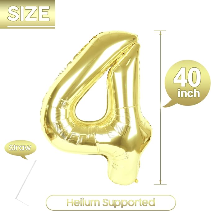 4 Balloon - Champagne Gold Birthday Number Balloons, 40 Inch Decorations | - Image 5