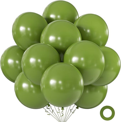 Olive Green Balloons 18 Inch 24 Pack Matte Helium Latex Round Balloons by KALOR