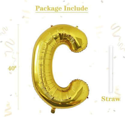 VHUWE 40 inch Gold Letter C Balloon, Big Size Alphabet Foil Mylar Helium - Image 2