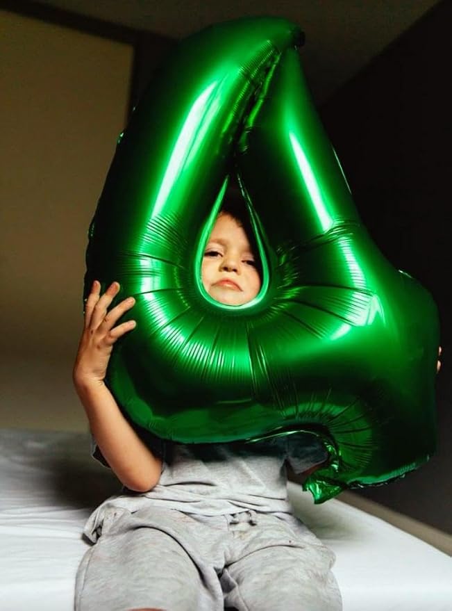 Green Number 4 Balloon 40 inch, Balloon numbers party supplies, deco photo shoot - Image 4