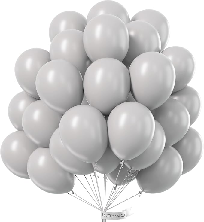PartyWoo Gray Balloons 50pcs Matte Grey Latex Helium Balloons 12 Inch | Baby by PartyWoo