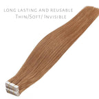 Lacer Tape in Human Hair Extensions Natural Balayage Seamless PU Skin Weft Tape in Hair Extensions Real Human Hair Auburn Blonde Double Side 50g 20pcs/set 18 Inch