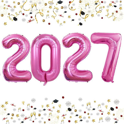 Hot Pink 2027 Foil Number Balloons by GOER