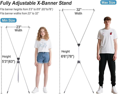 YOSE X Frame Banner Stand Fits Any Banner Adjustable Size 23"X63" to 32"X78" - Image 5