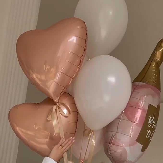 Retro Apricot Heart Balloons, 18inch Sand White Love Foil Balloons - Image 5