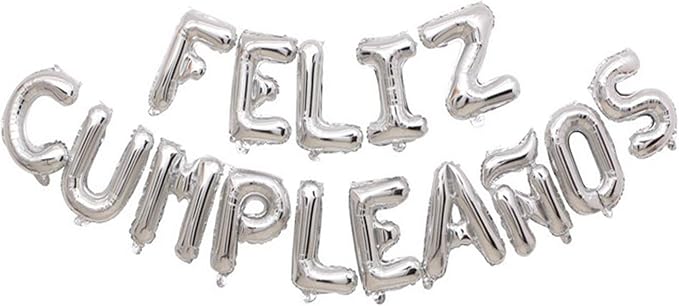 ZHENGYE Letter Balloons Feliz Cumpleanos Silvery Balloon Happy Birthday by ZHENGYE