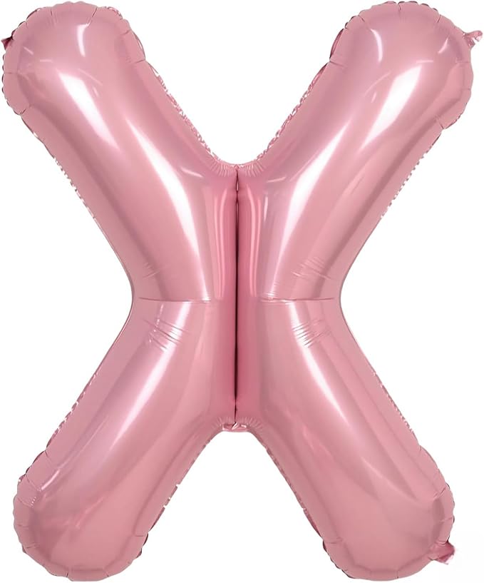 Pink Letter X Balloons, X Balloon 40 Inch Foil Helium X Balloon Letter | Pink X by BBPOOL