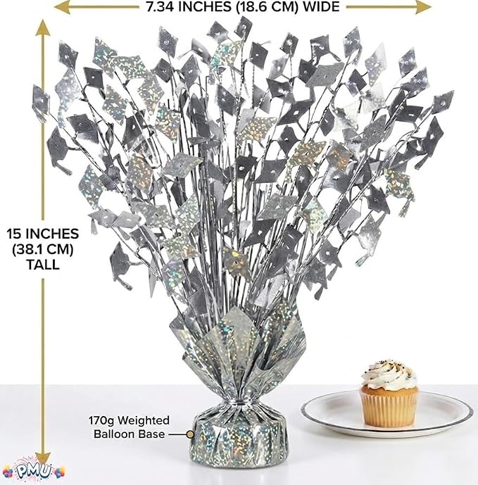 PMU Silver Graduation Balloon Weights, Graduation Centerpieces - Image 2