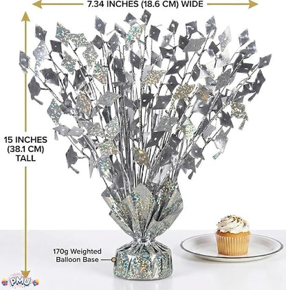 PMU Silver Graduation Balloon Weights, Graduation Centerpieces - Image 2
