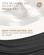 THXSILK Set of 2 Pure Mulberry Silk Pillowcases for Hair and Skin - Allergen Resistant Dual Sides, 19 Momme Silk Bed Pillow Cases with Hidden Zipper, Standard Size Silk Pillowcase(20"x26"), Black
