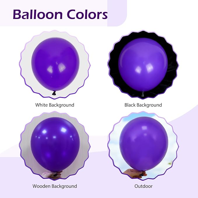 FOTIOMRG Dark Purple Balloons 12 inch, 50 Pack Dark Purple Latex Party Balloons - Image 3