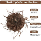 HMD Tousled Updo Messy Bun Hair Piece Hair Extension Ponytail With Elastic Rubber Band Updo Extensions Hairpiece Synthetic Hair Extensions Scrunchies Ponytail Hairpieces for Women