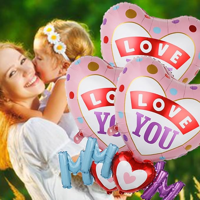 Love You Mom Balloons Mother's Day Balloons Mom Heart Foil Balloon - Image 7