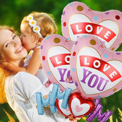 Love You Mom Balloons Mother's Day Balloons Mom Heart Foil Balloon - Image 7