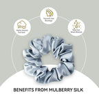 22 Momme 100% Mulberry Silk Scrunchies (2 Pack, Light Pink), Well- Hold Elastic for No-Damage, 6A, Soft Hair Ties, Reduces Frizz & Breakage, OEKO-TEX Certified
