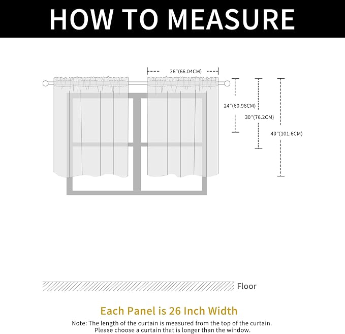 SpaceDresser Basic Rod Pocket Sheer Voile Window Curtain Panels Ivory 1 Pair 2 - Image 9