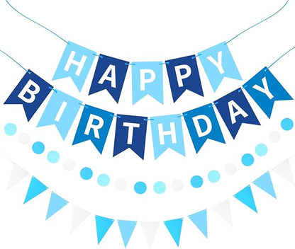 Sky Blue Happy Birthday Banner, Happy Birthday Decorations Hanging Birthday by Unknown