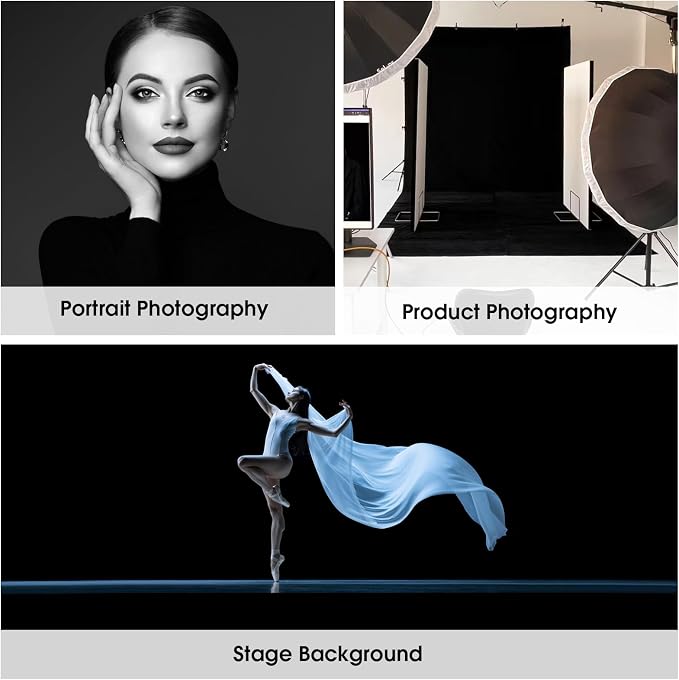 CPLIRIS 10x20ft Black Backdrop for Photography, Dual-Size Dual-Pocket Design - Image 8