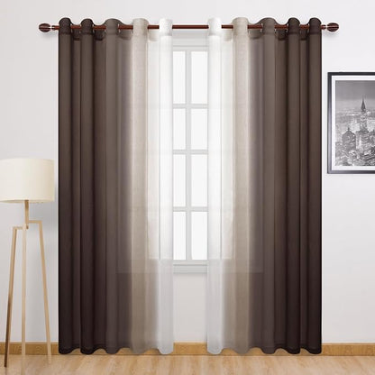 DWCN Ombre Faux Linen Sheer Curtains by DWCN