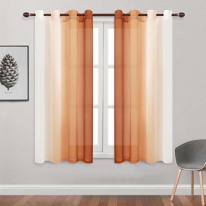 DWCN Faux Linen Ombre Sheer Curtains - Image 2
