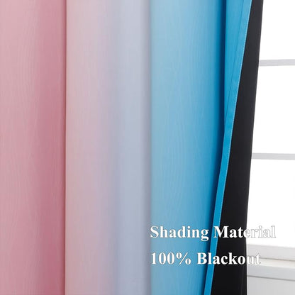 Ombre Pink and Blue Blackout Curtains 72 Inch Length 2 Panels, Full Light - Image 5
