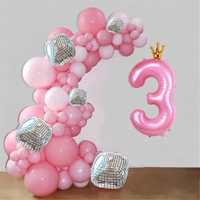 40 Inch Crown Pink Number 3 Balloon, Big Conjoined Light Pink Foil Mylar Helium - Image 5