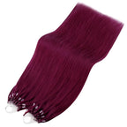 YoungSee Micro Bead Hair Extensions Human Hair Magenta Microlink Hair Extensions 24 Inch Micro Loop Hair Extension Real Human Hair Rosein 50s/50g for Party