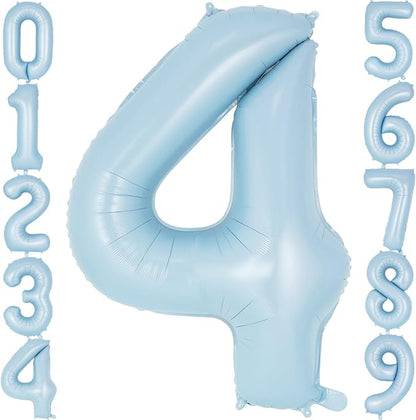 Light Blue Number 4 Balloon, 40 Inch Big Large Foil Number Balloons, Giant by AIQINHU