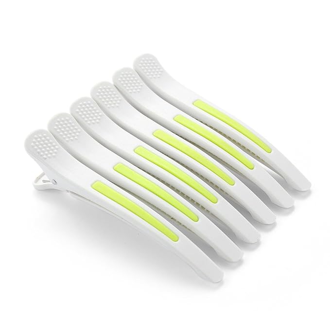 6Pcs/set Pinup Plastic Duck Bill Hair Clips for Sectioning Hair - Professional Non Slip Silicone band Clips Salon DIY Accessories Hairpins Hairgrip for Women(White-Style1)