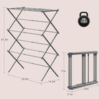 Drying Rack for Laundry, Foldable Clothes Drying Rack, Small Collapsible Dry Rack for Clothes, Use for Indoor & Outdoor Drying Clothes, 40"x29"x14.5" (Grey)