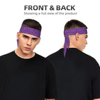 Men Women Fashion Sports Sweat Bands Hand Decor for Running Fitness Shower, Long Multi Style Purple Cheetah Leopard Print Head Ribbon Headwear