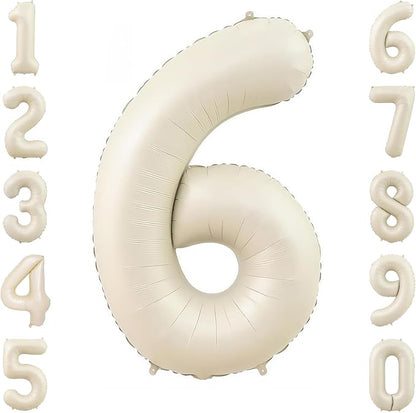 Cream Number 6 Balloon 40 Inch, Foil Numeral by Unknown