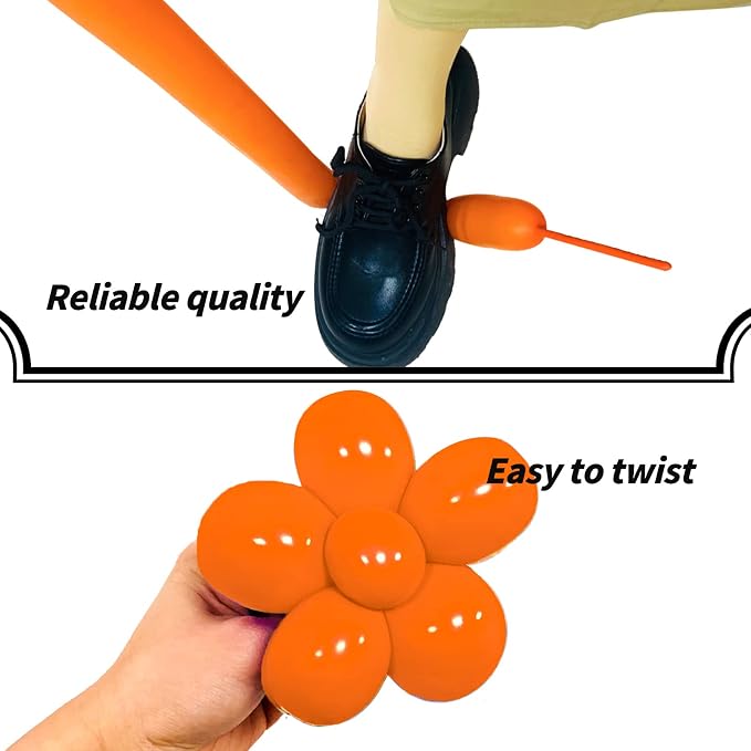 Orange 260 Long Skinny Twisting Animal Balloons, Rainbow Balloons - Image 4