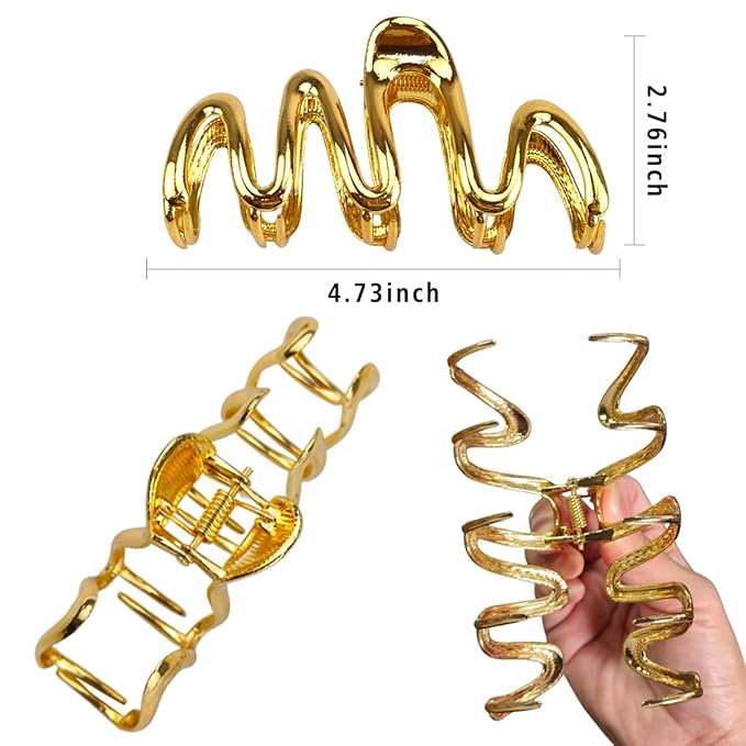 Hair Claw Clips, Snake Design Metal Hair Clip, Gold, for Women Girls, Fashionable Hair Accessories, Creative Thick Hair Clips, One Size