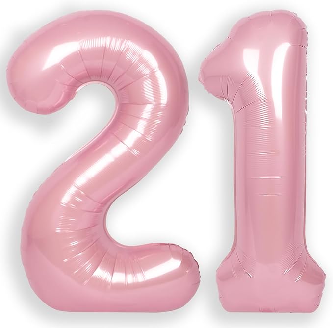 RainbowQ Pink 21 Balloon Number 40 Inch 0-40 Foil Large Balloons | Big Mylar 21 by RainbowQParty