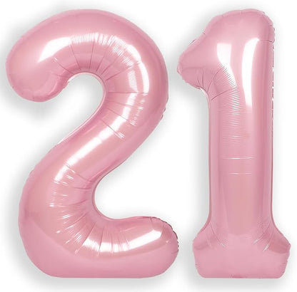 RainbowQ Pink 21 Balloon Number 40 Inch 0-40 Foil Large Balloons | Big Mylar 21 by RainbowQParty