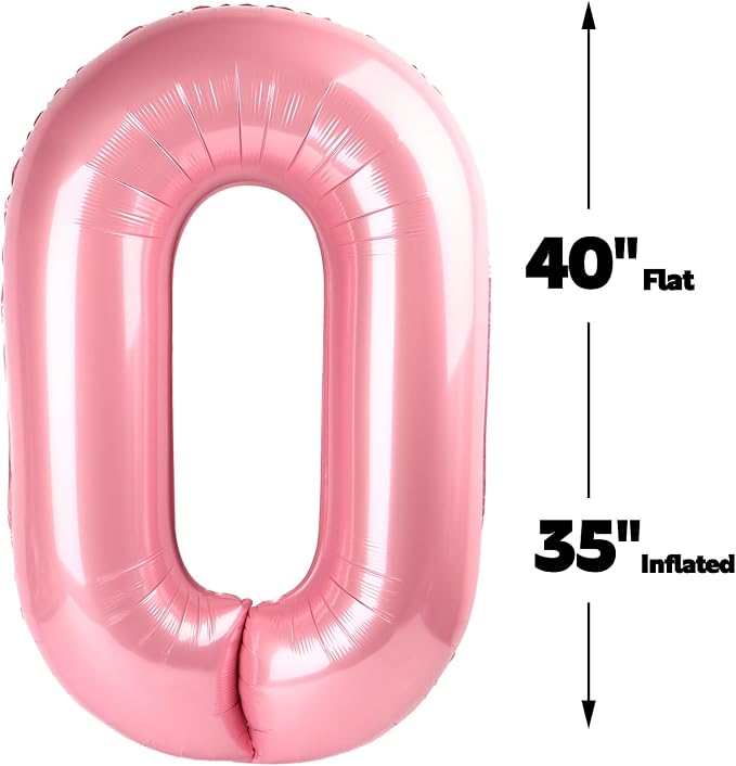 Pearl Pink Number 0 Balloon 40 inch, Balloon numbers party supplies, deco photo - Image 2