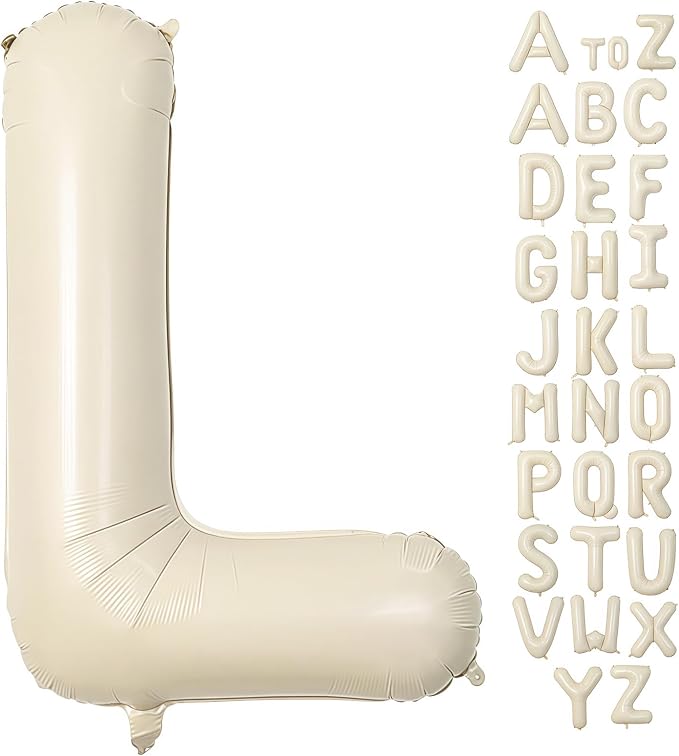 Cream Letter L Balloons, 40 Inch Balloons Letter L Mylar Helium Large L Balloon by BBPOOL