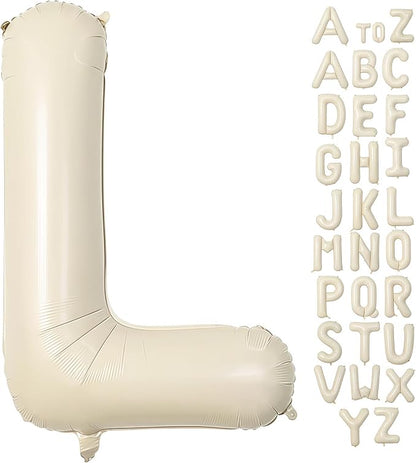Cream Letter L Balloons, 40 Inch Balloons Letter L Mylar Helium Large L Balloon by BBPOOL