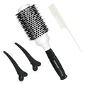 Round Brush with Boar Bristle, Ball Tip Round Hair Brushes for Women Blow Drying, 2 Clips and 1 Comb Included (2.9" & Barrel 1.7")…