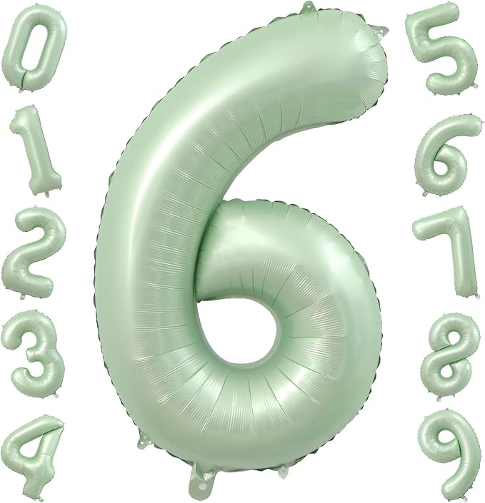 40 Inch Olive Green Number 6 Foil Balloon by TNCDJKPA